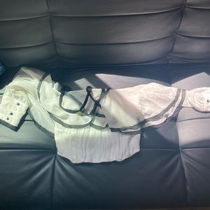 Bardot white crop top